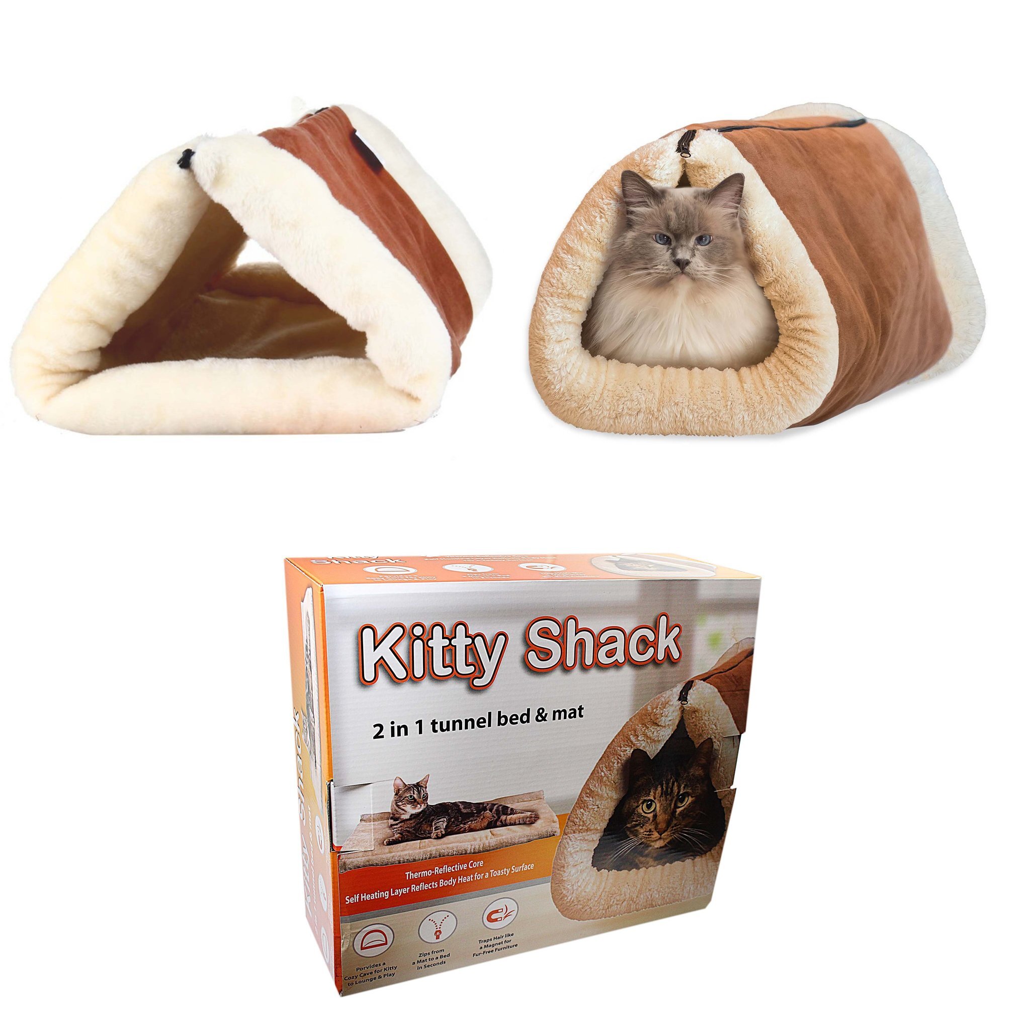 2 In 1 Kitty Shack Self Heating Cat/Kitty Portable Hot Bed & Mat